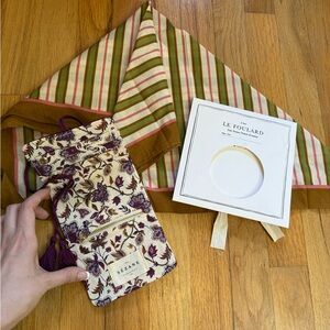 Sézane 🍒 Floral Travel Jewelry Pouch and Striped Scarf